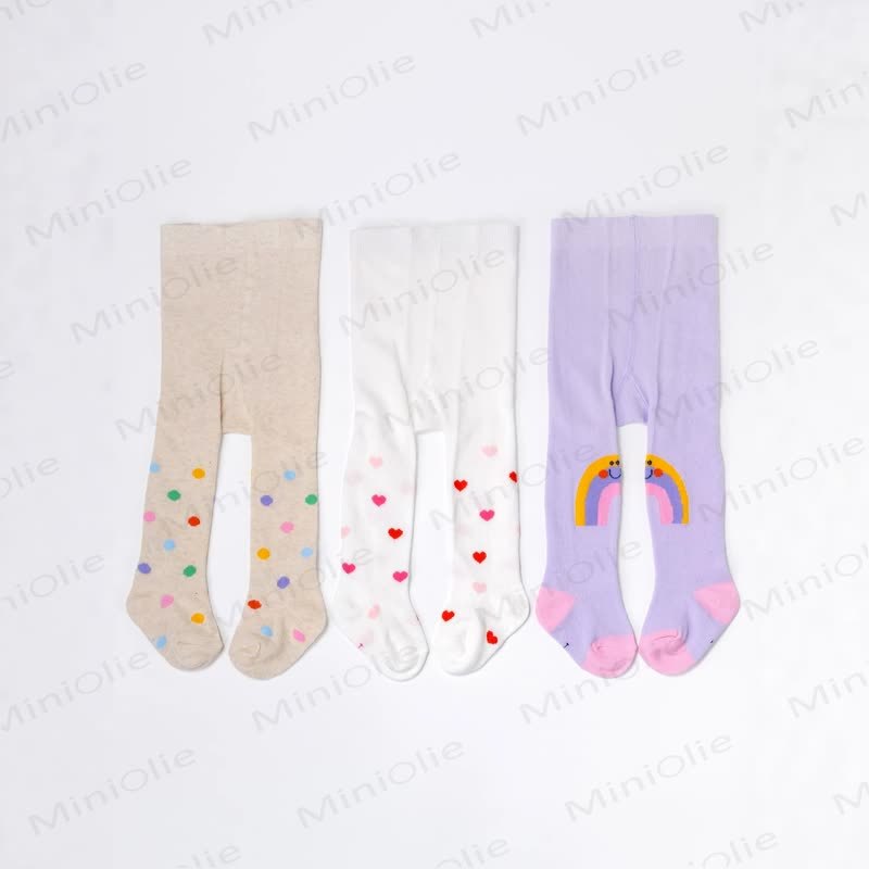 3-Pack Baby Mixed Print Footed Leggings - Dot & Heart & Rianbow - 2-3Y - image 8