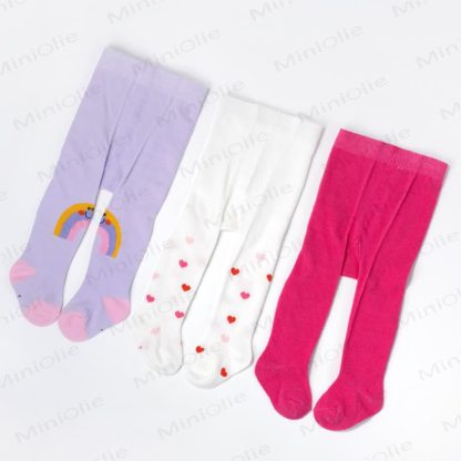 3-Pack Baby Mixed Print Footed Leggings - Rainbow & Heart & Pink - 2-3Y - image 6