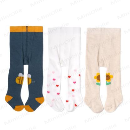 3-Pack Baby Mixed Print Footed Leggings - Bee & Heart & Flower - 2-3Y - image 5