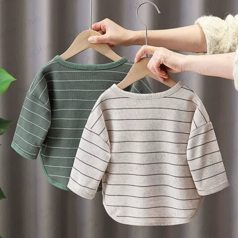 Toddler Boy Striped Henley Curved Hem T-Shirt - image 4