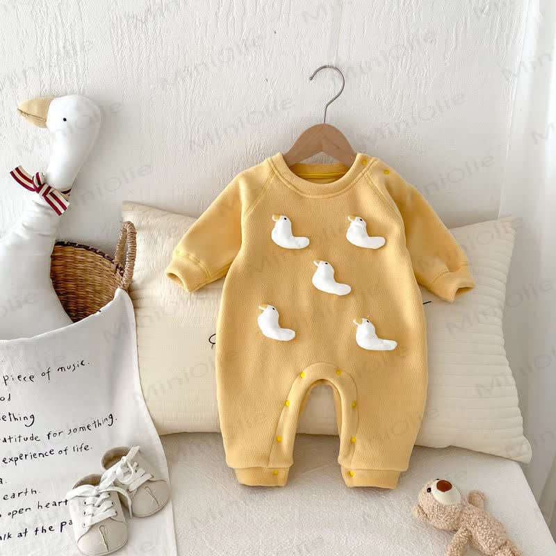 Baby Cozy Animal Fleece Lined Romper - Yellow Goose - 18-24M - image 2