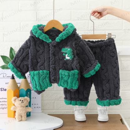 Baby Toddler Animal Patch Plush Zip Jacket and Pants 2-piece Set - Navy - 4-5T - image 5