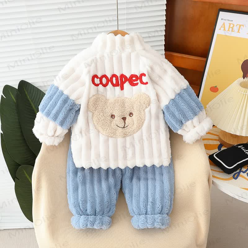 Baby Toddler Animal Patch Plush Zip Jacket and Pants 2-piece Set - image 6