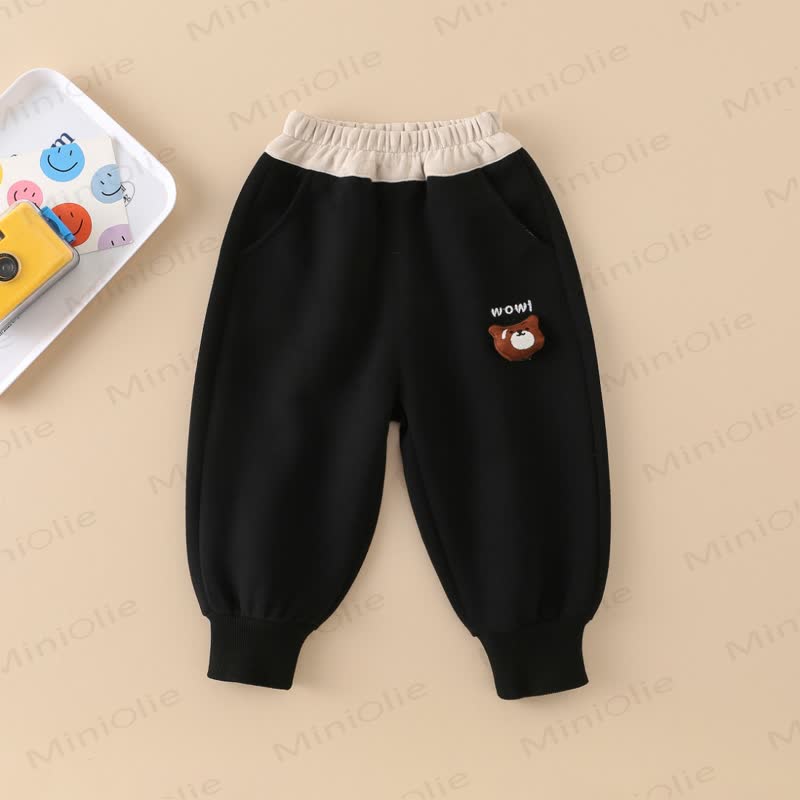 WOW! Baby Toddler Boy Bear Patch Jogger - Black - 6-7T - image 2