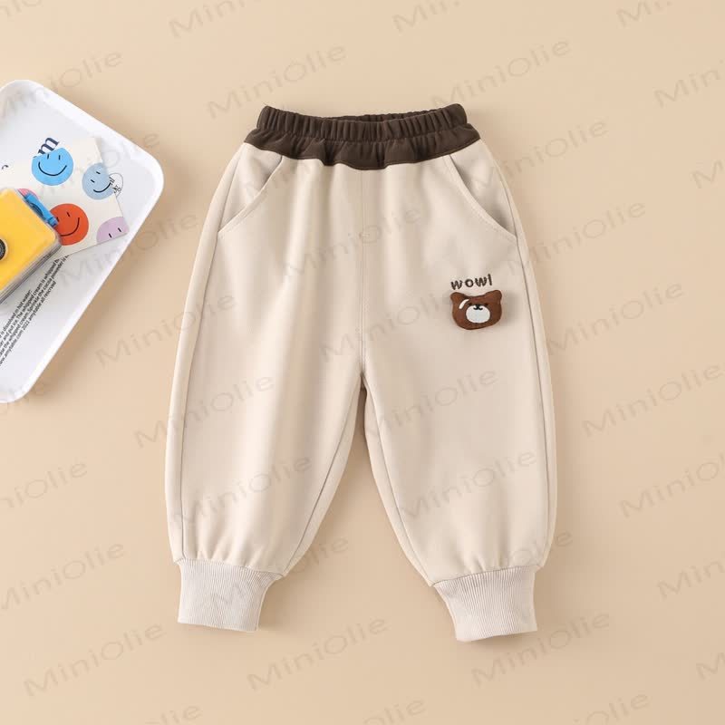 WOW! Baby Toddler Boy Bear Patch Jogger - Beige - 6-7T - image 4
