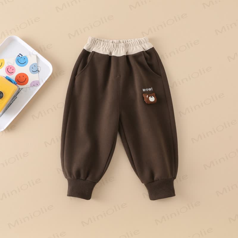 WOW! Baby Toddler Boy Bear Patch Jogger - Brown - 6-7T - image 5