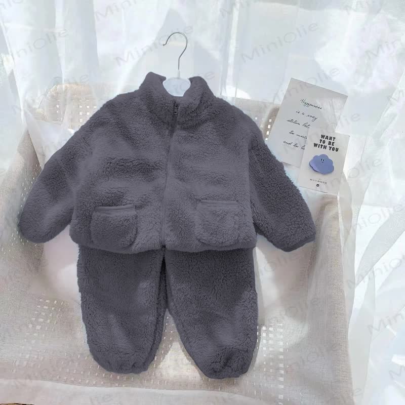Toddler Solid Color Zip Jacket and Pants 2-piece Set - Gray - 10-11T - image 3
