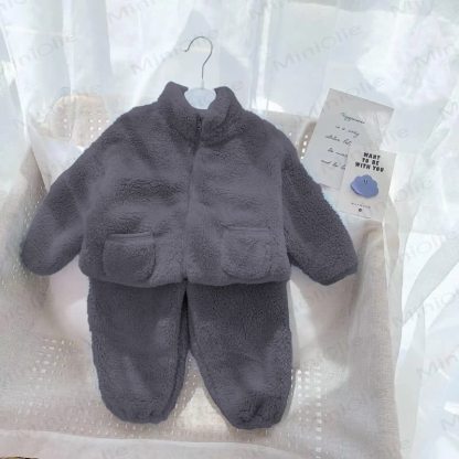Toddler Solid Color Zip Jacket and Pants 2-piece Set - Gray - 10-11T - image 3