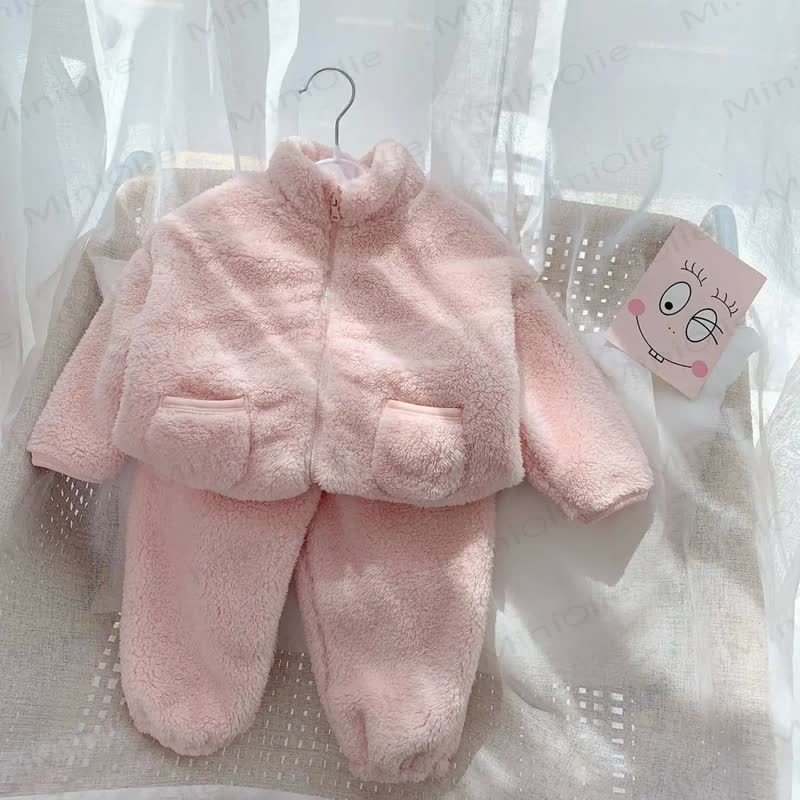 Toddler Solid Color Zip Jacket and Pants 2-piece Set - Pink - 10-11T - image 6