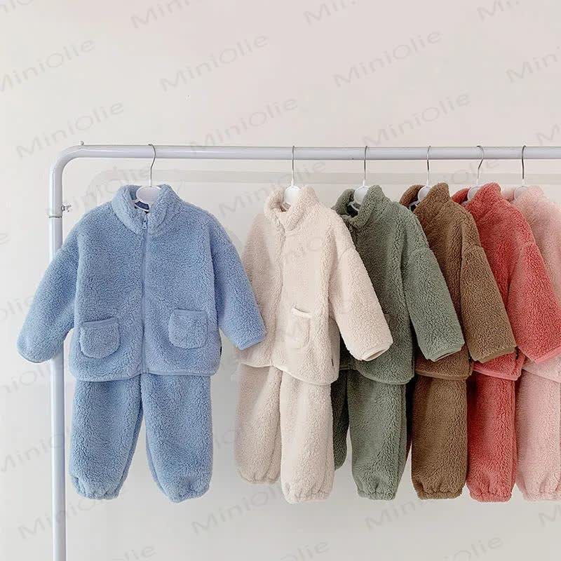 Toddler Solid Color Zip Jacket and Pants 2-piece Set - image 1