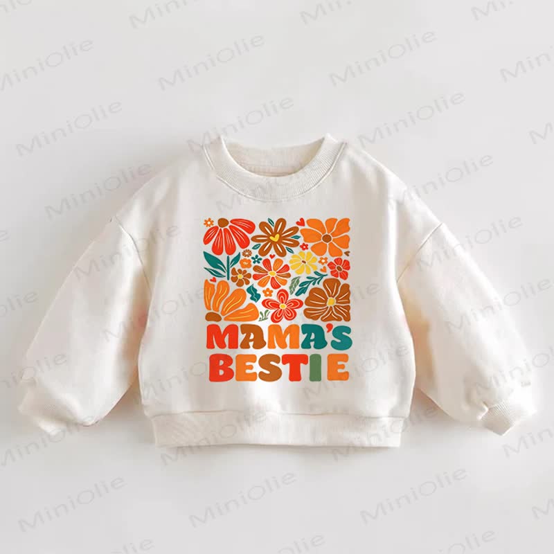 MAMA'S BESTIE Baby Toddler Flower Cream Sweatshirt - Cream - 3-5T - image 1