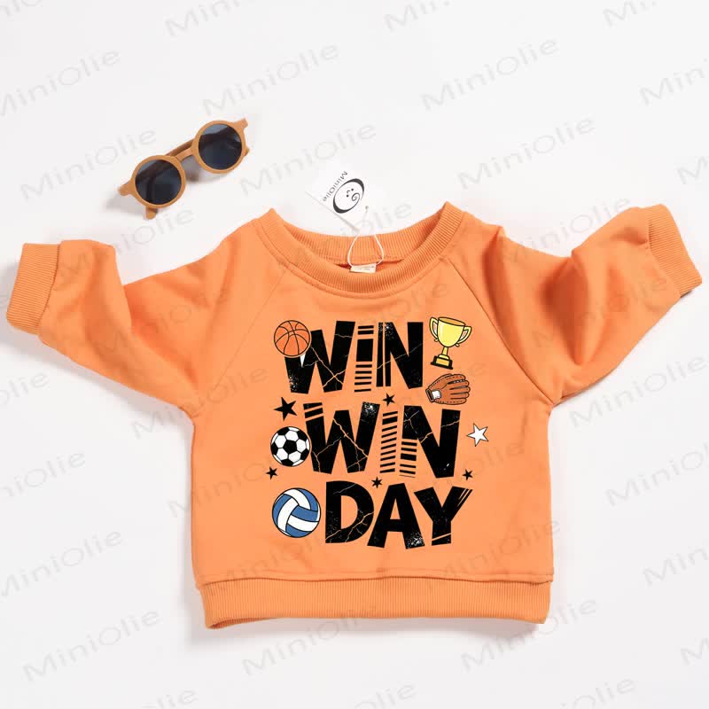 WIN WIN DAY Baby Toddler Balls Orange Sweatshirt - Orange - 3-5T - image 1