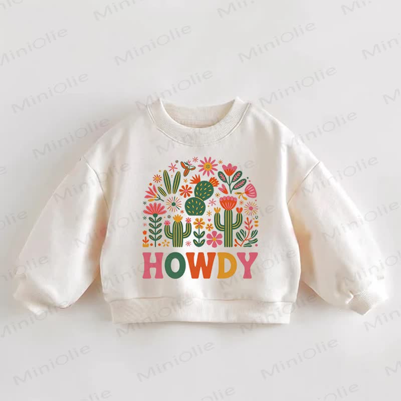 HOWDY Baby Toddler Cactus Cream Sweatshirt - Cream - 3-5T - image 1