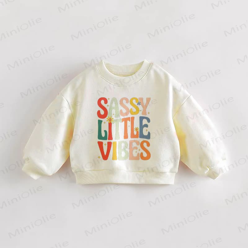 SASSY LITTLE VIBES Baby Toddler Cream Sweatshirt - Cream - 3-5T - image 1