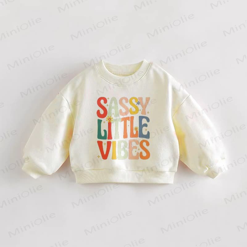 SASSY LITTLE VIBES Baby Toddler Cream Sweatshirt - Cream - 3-5T - image 1
