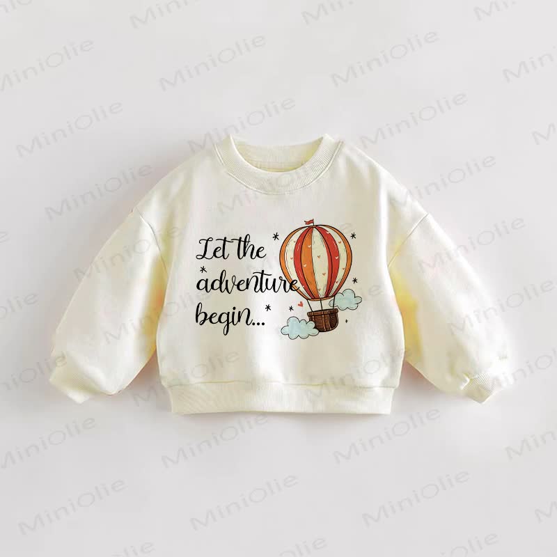 LET THE ADVENTURE BEGIN… Baby Toddler Hot Air Balloon Print Cream Sweatshirt - Cream - 3-5T - image 1