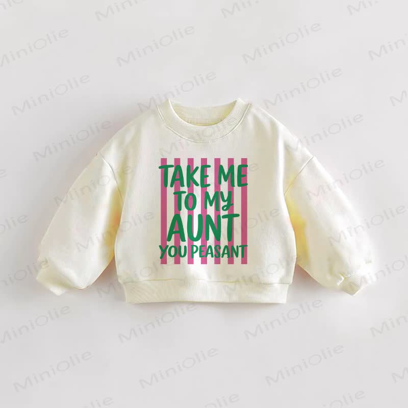 TAKE ME TO MY AUNT YOU PEASANT Baby Toddler Stripe Cream Sweatshirt - Cream - 3-5T - image 1