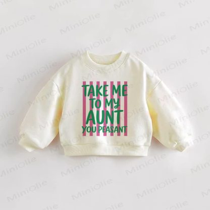 TAKE ME TO MY AUNT YOU PEASANT Baby Toddler Stripe Cream Sweatshirt - Cream - 3-5T - image 1