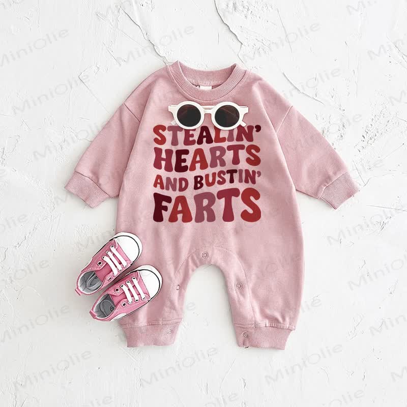 STEALIN' HEARTS AND BUSTIN' FARTS Baby Pink Romper - Pink - 2-3T - image 1