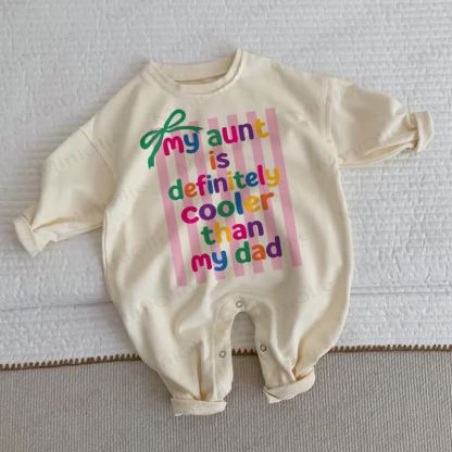 MY AUNT IS DEFINITELY COOLER THAN MY DAD Baby Toddler Stripe Beige Romper - Beige - 2-3T - image 1