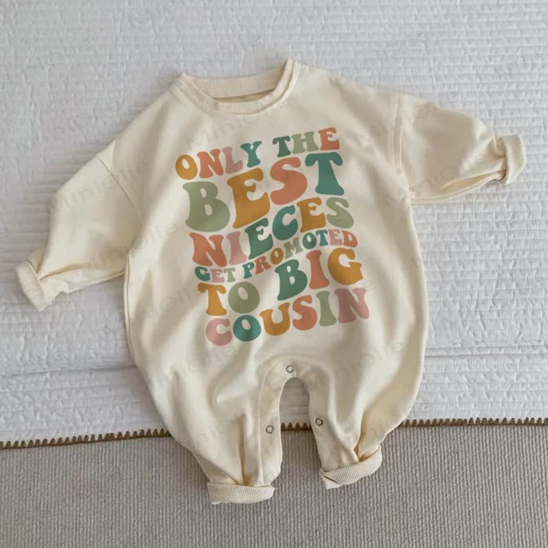 ONLY THE BEST NIECES GET PROMOTED TO BIG COUSIN Baby Toddler Beige Romper - Beige - 2-3T - image 1