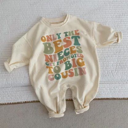 ONLY THE BEST NIECES GET PROMOTED TO BIG COUSIN Baby Toddler Beige Romper - Beige - 2-3T - image 1