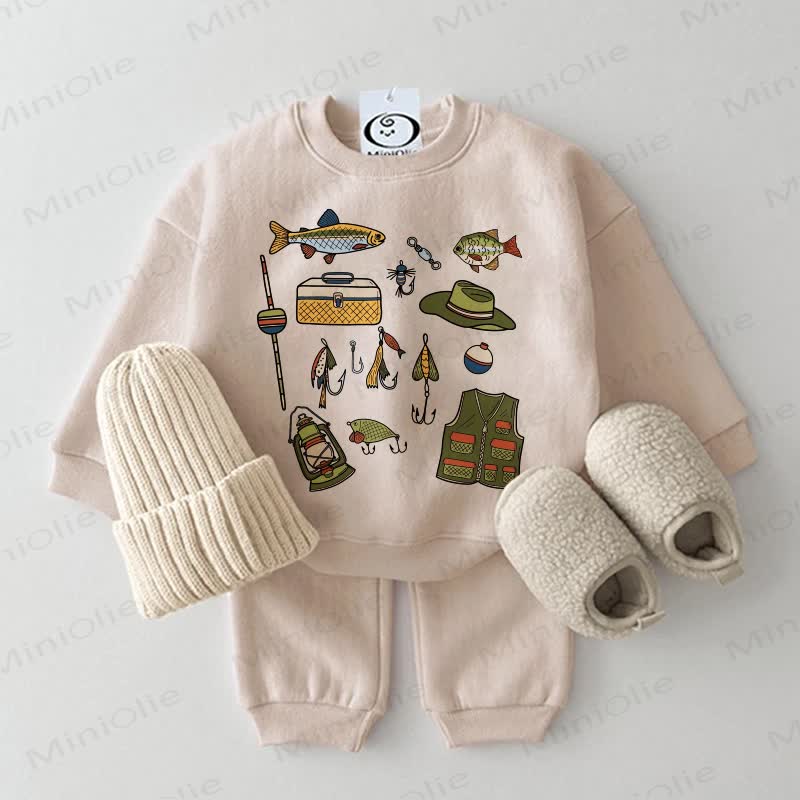 Baby Fishing Gear Sweatshirt 2-piece Set - Beige - 2-3T - image 2