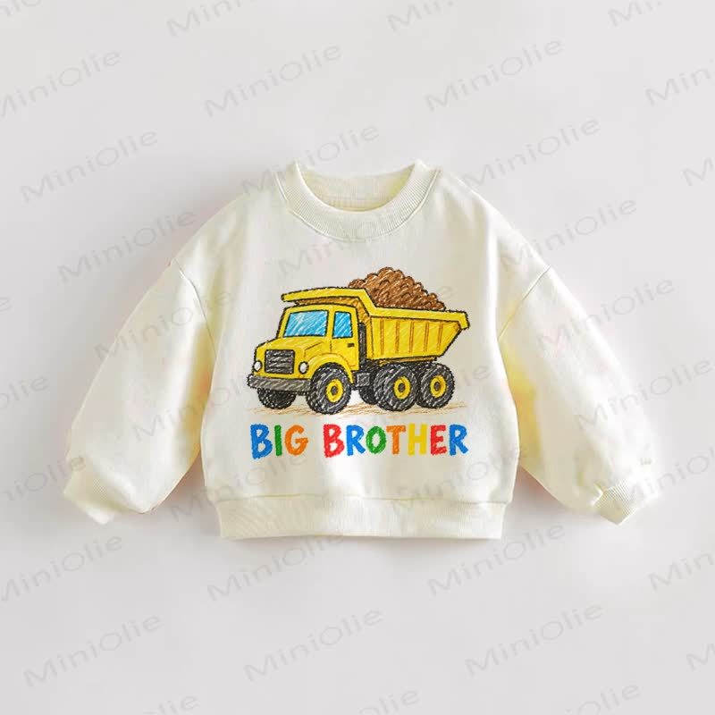 BIG BROTHER Baby Toddler Truck Print Cream Sweatshirt - Cream - 3-5T - image 1