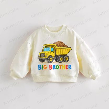 BIG BROTHER Baby Toddler Truck Print Cream Sweatshirt - Cream - 3-5T - image 1