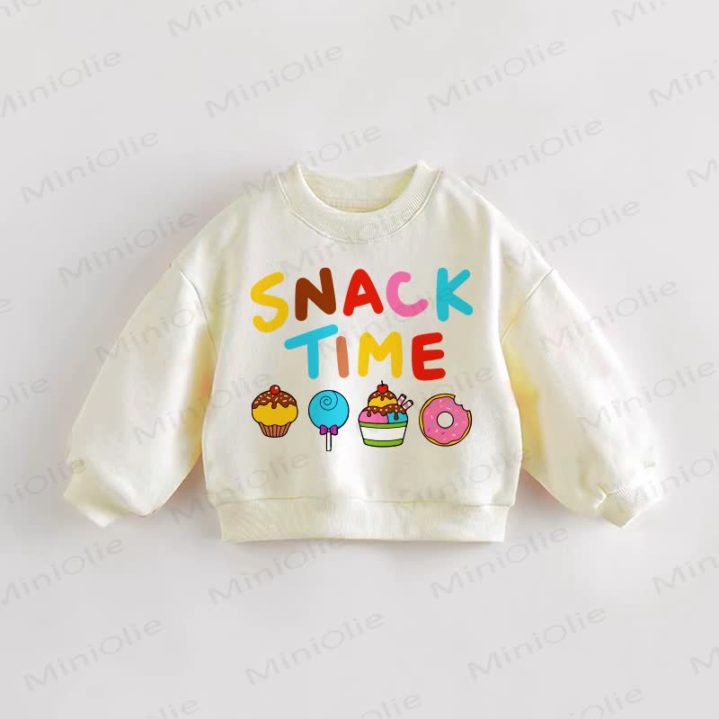 SNACK TIME Baby Toddler Food Cream Sweatshirt - Cream - 3-5T - image 1