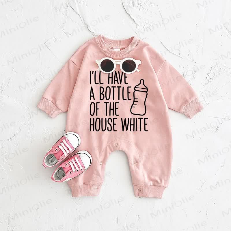 I'LL HAVE A BOTTLE OF THE HOUSE WHITE Baby Pink Romper - Pink - 2-3T - image 1