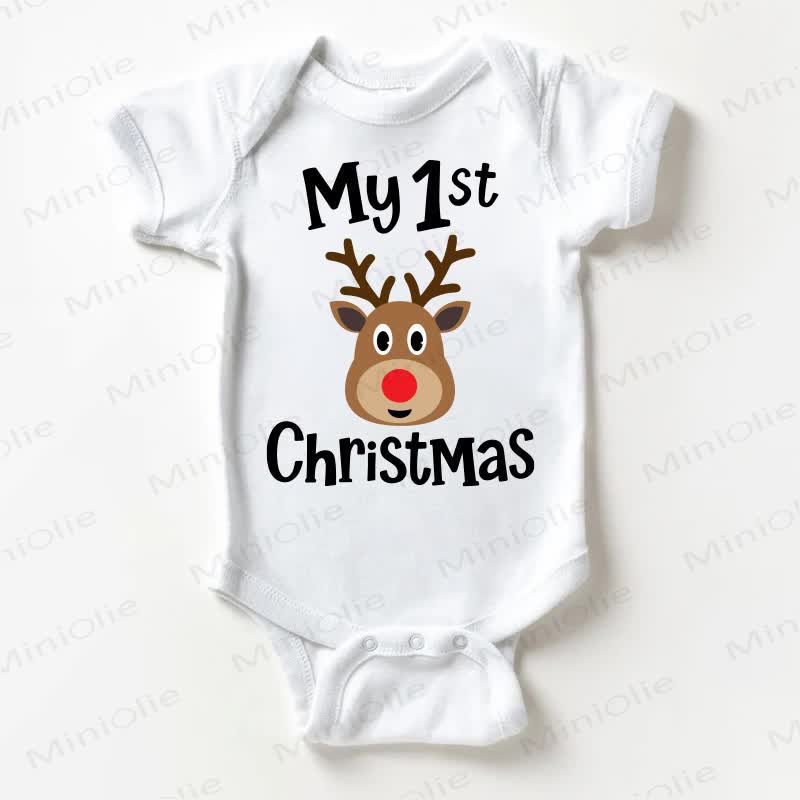 MY 1ST CHRISTMAS Baby Reindeer White Bodysuit - White - 18-24M - image 1