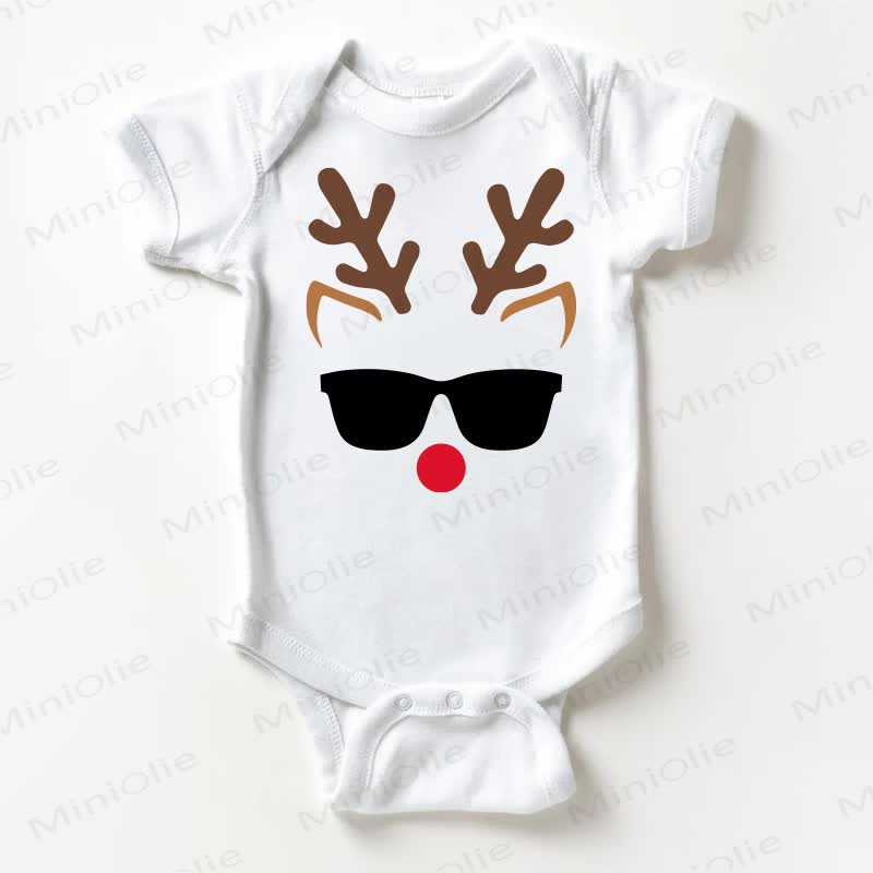 Baby Reindeer Print White Bodysuit - White - 18-24M - image 1