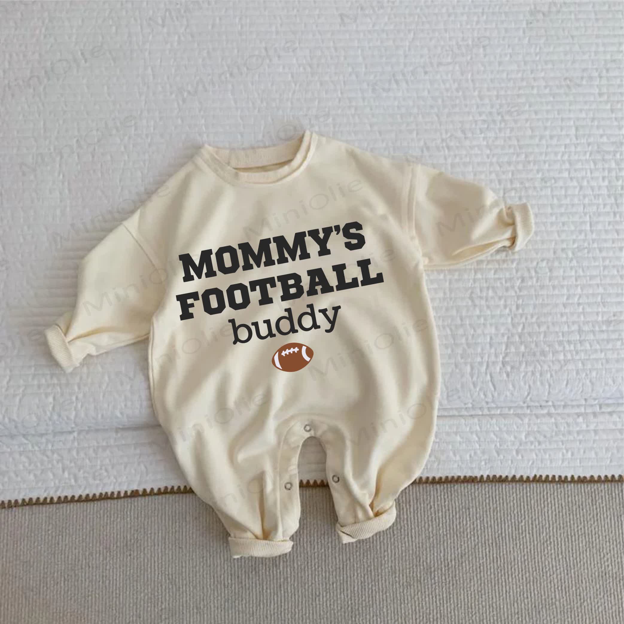  MOMMY'S FOOTBALL BUDDY Baby Toddler Beige Romper - Beige - 2-3T - image 1