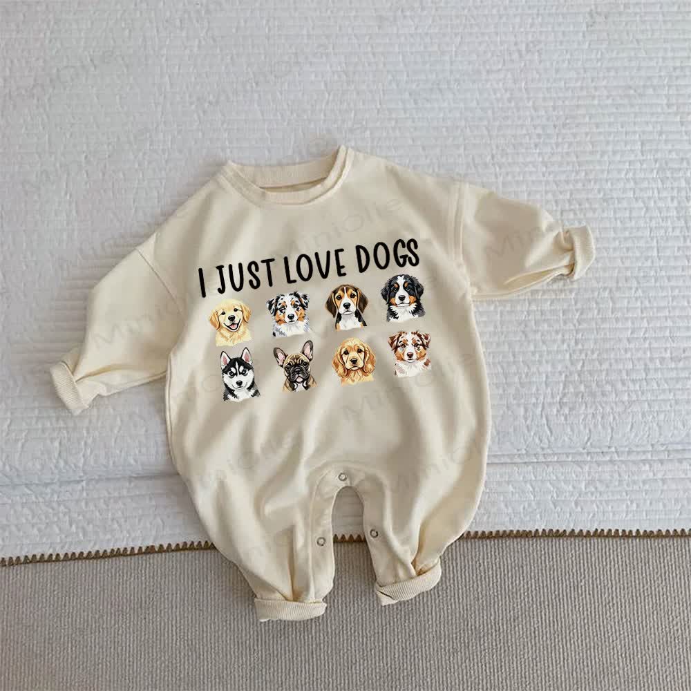 I JUST LOVE DOGS Baby Toddler Beige Romper - Beige - 2-3T - image 1