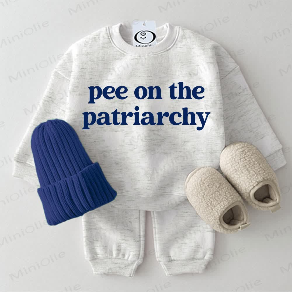 PEE ON THE PATAIRCHY Baby Light Grey Sweatshirt 2-piece Set - Light Grey - 2-3T - image 1