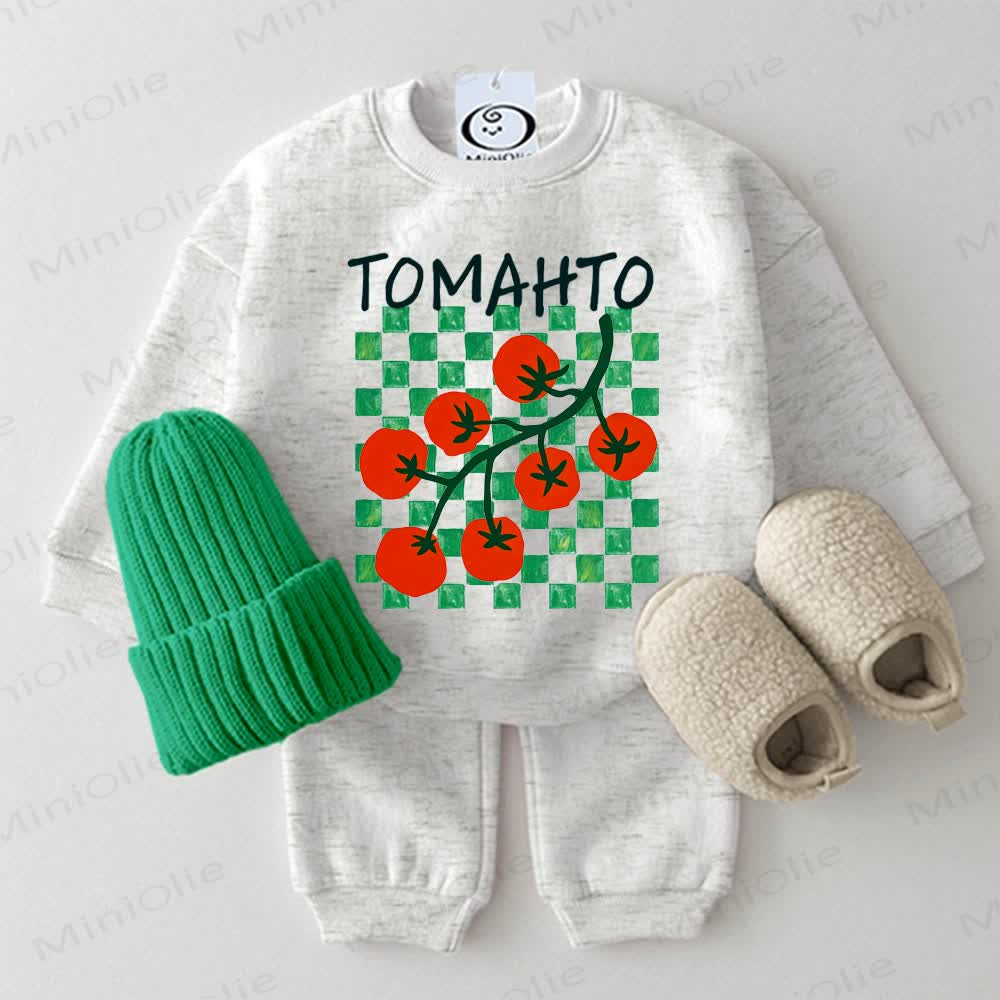 TOMAHTO Baby Plaid Light Grey Sweatshirt 2-piece Set - Light Grey - 2-3T - image 1