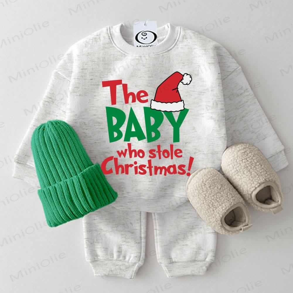 THE BABY WHO STOLE CHRISTMAS! Baby Light Grey Sweatshirt 2-piece Set - Light Grey - 2-3T - image 1