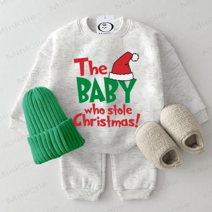 THE BABY WHO STOLE CHRISTMAS! Baby Light Grey Sweatshirt 2-piece Set - Light Grey - 2-3T - image 1