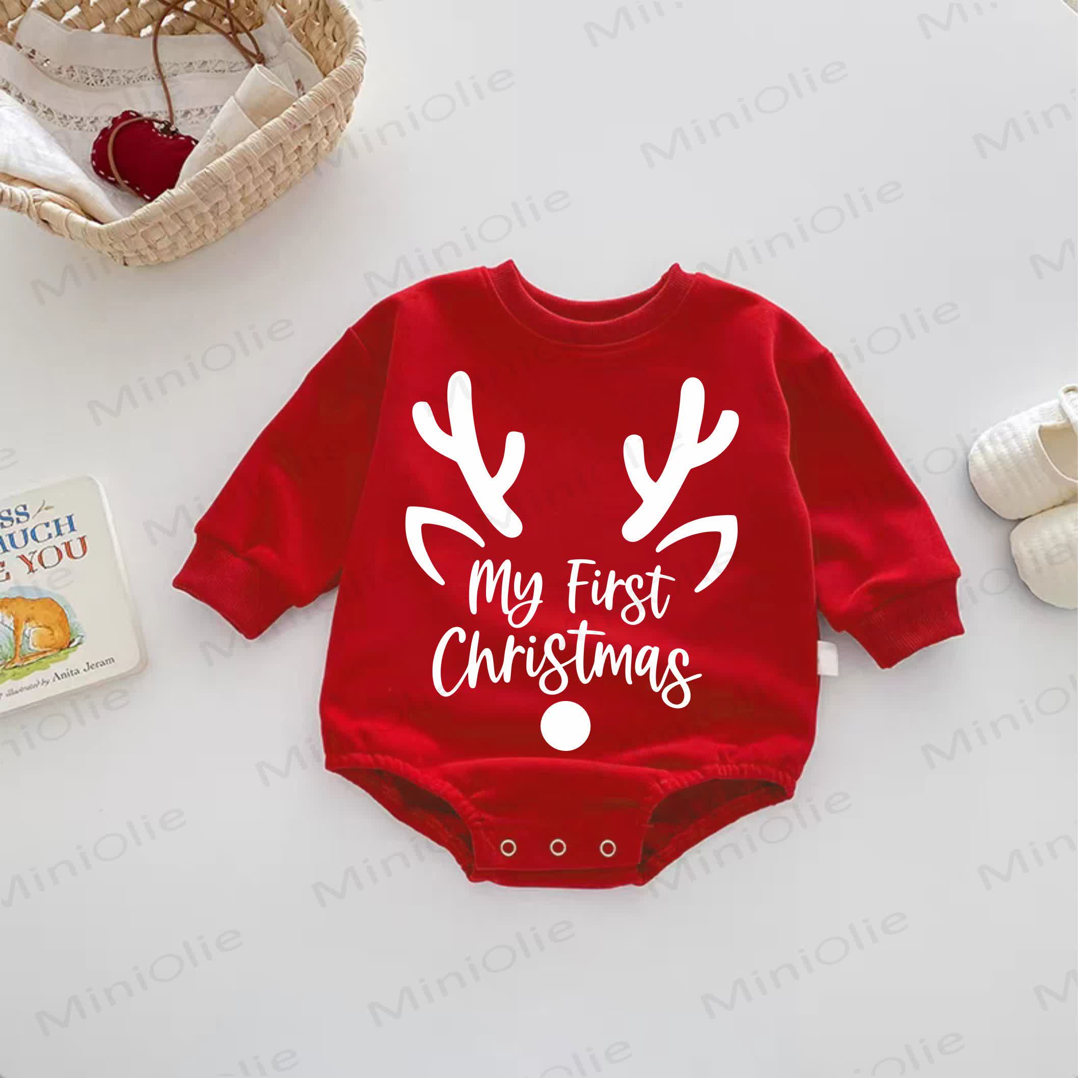 MY FIRST CHRISTMAS Baby Antlers Red Bodysuit - Red - 18-24M - image 1