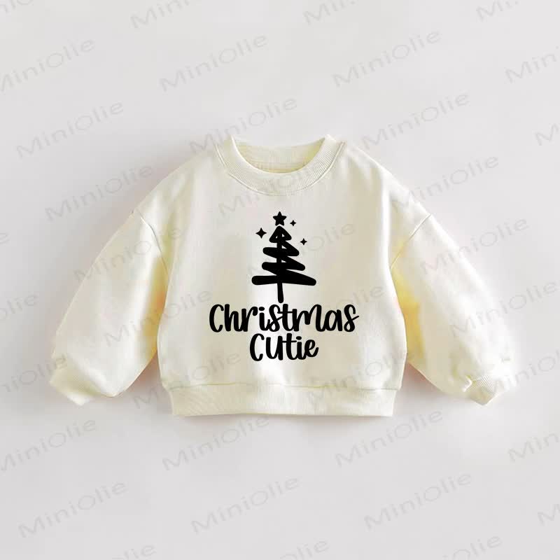 CHRISTMAS CUTIE Baby Toddler Cream Sweatshirt - Cream - 3-5T - image 1
