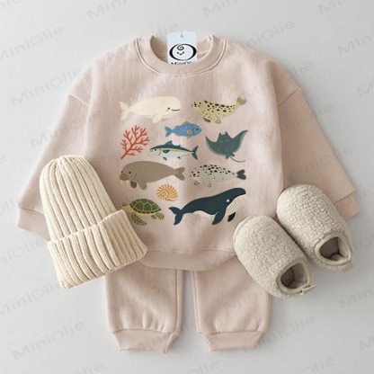 Baby Marine Animals Beige Sweatshirt 2-piece Set - Beige - 2-3T - image 1