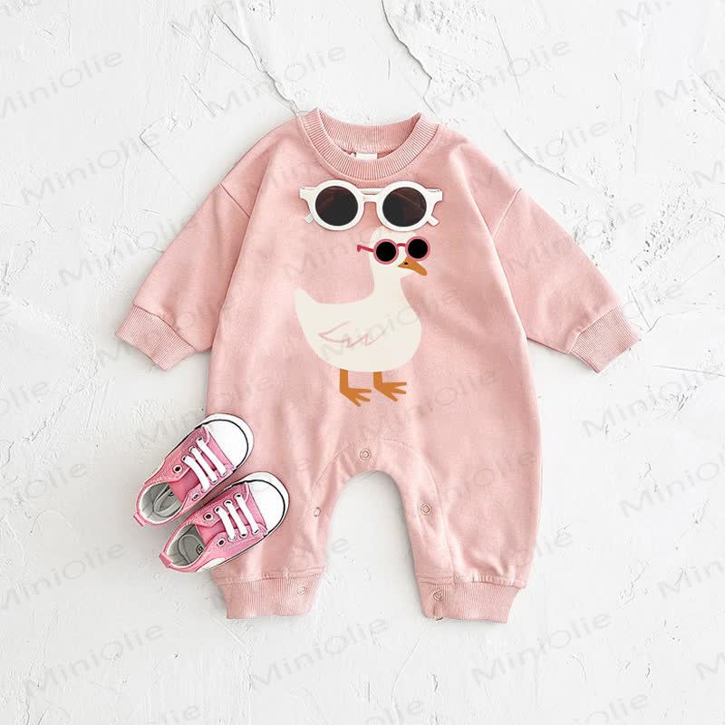 Baby Cartoon Duck Pink Romper - Pink - 2-3T - image 1