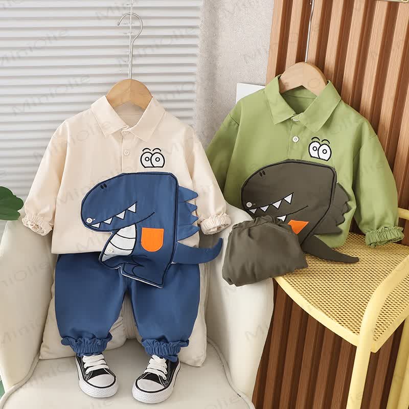 Toddler Baby Dinosaur Applique Shirt and Jogger 2-piece Set - image 1