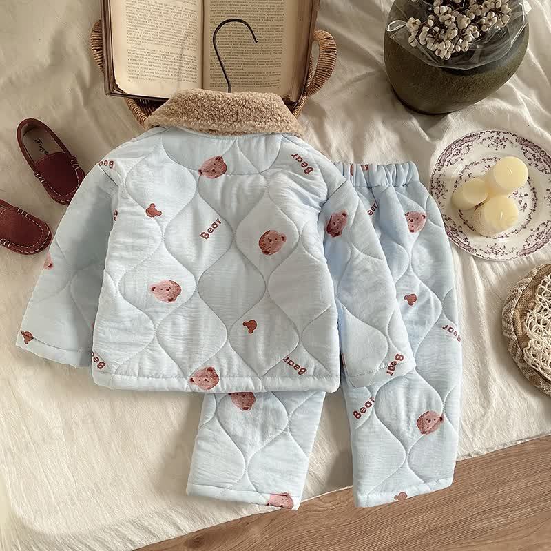 Toddler Baby Bear Quilted Fleece Collar Pyjama 2-piece Set - image 5