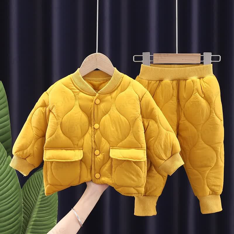 Baby Toddler Quilted Winter Jacket 2-piece Set - Yellow - 4-5T - image 1