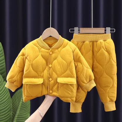 Baby Toddler Quilted Winter Jacket 2-piece Set - Yellow - 4-5T - image 1