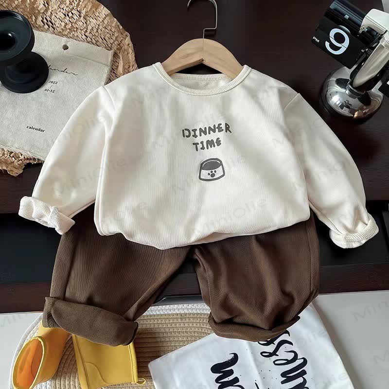 DINNER TIME Toddler Baby Boy Brown Layered Set - 2-piece Set - 4-5T - image 3