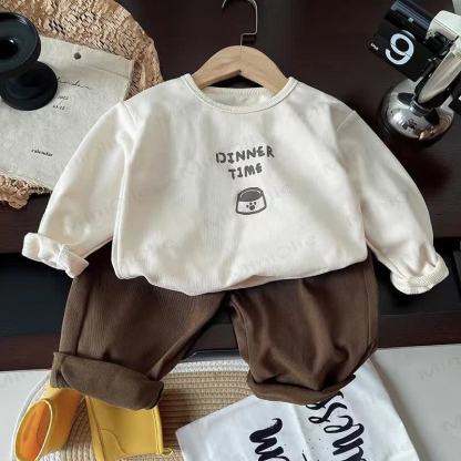 DINNER TIME Toddler Baby Boy Brown Layered Set - 2-piece Set - 4-5T - image 3