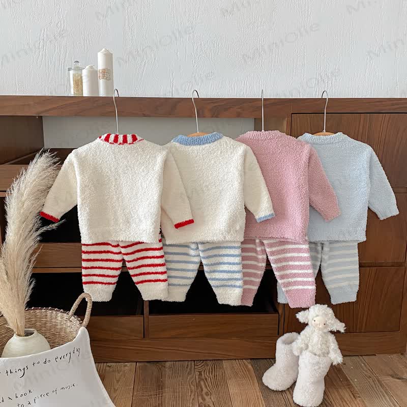 Baby Toddler Cartoon Print Plush Loungewear 2-piece Set - image 10
